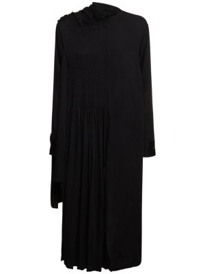 Плисирана сатенена блуза Yohji Yamamoto черно