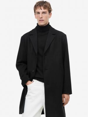 Шерстяное пальто H&m черное