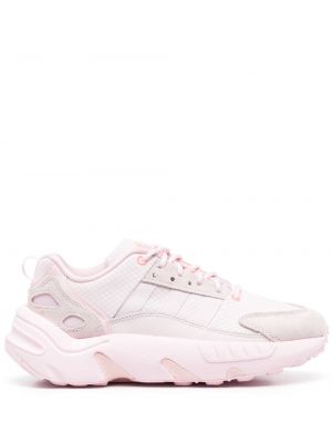 Δερμάτινα sneakers με κορδόνια με δαντέλα Adidas ροζ