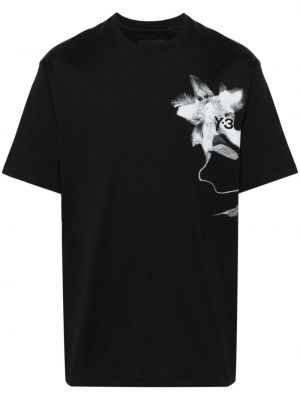 Βαμβακερή μπλούζα με σχέδιο Y-3 μαύρο