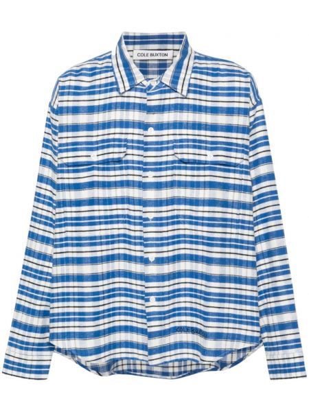Bombažna srajca s karirastim vzorcem Cole Buxton modra
