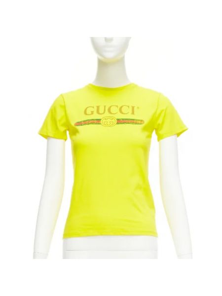 Top bawełniany retro Gucci Vintage żółty