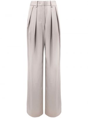 Satynowe proste spodnie plisowane Staud srebrne