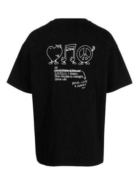 Bavlněné tričko s potiskem se srdcovým vzorem Five Cm černé