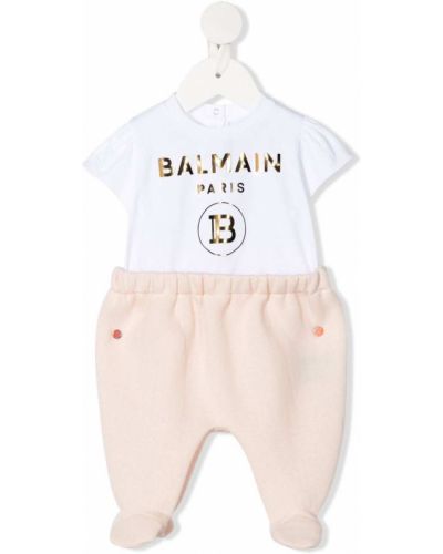 Trykt bomull pyjamas for jenter Balmain Kids hvit