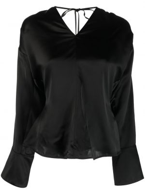 Блуза с v-образно деколте Erika Cavallini черно