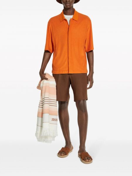 Jedwabna koszula bawełniana Zegna pomarańczowa