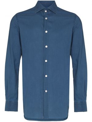 Camisa con botones manga larga Kiton azul