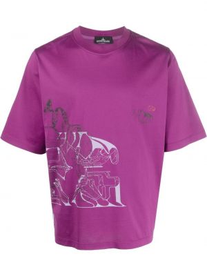 Raštuotas marškinėliai Stone Island Shadow Project violetinė