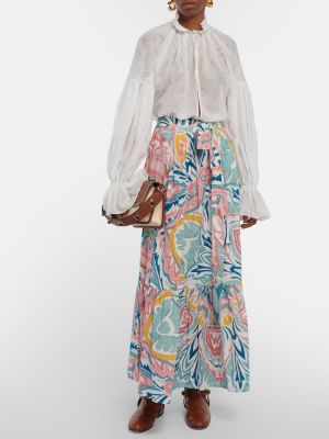 Pamučna svilena midi suknja s printom Etro