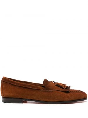 Pantofi loafer din piele de căprioară Santoni maro