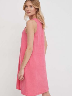 Lněné mini šaty Mos Mosh růžové