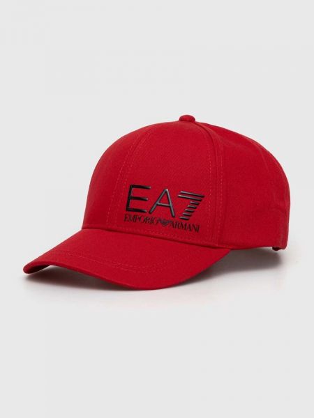 Хлопковая кепка с принтом Ea7 Emporio Armani красная