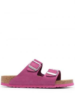 Semsket skinn sandaler med reim Birkenstock rosa