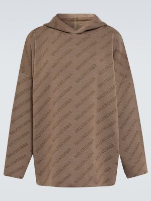 Svilena vunena hoodie s kapuljačom Balenciaga smeđa