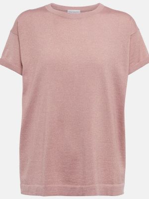 Majica od kašmira Brunello Cucinelli ružičasta