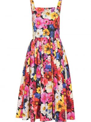 Virágos midi ruha nyomtatás Dolce & Gabbana rózsaszín