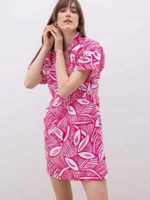 Pamučna mini haljina s cvjetnim printom kratki rukavi Defacto