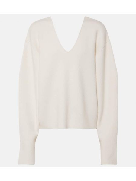 Кашмирен пуловер Lisa Yang бяло