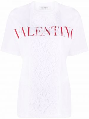 Camiseta de encaje Valentino blanco