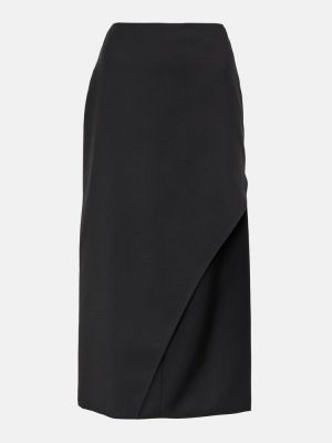 Mohérová vlnená midi sukňa Alexander Mcqueen čierna
