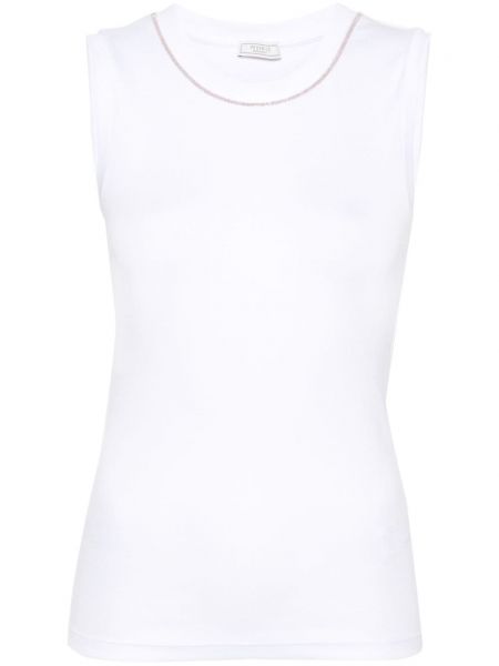 T-shirt avec perles à imprimé Peserico blanc