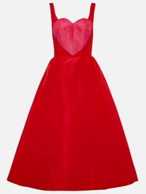 Rochie midi de mătase cu motiv cu inimi Carolina Herrera roșu