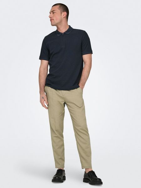 Pantalones chinos de lino Only & Sons beige