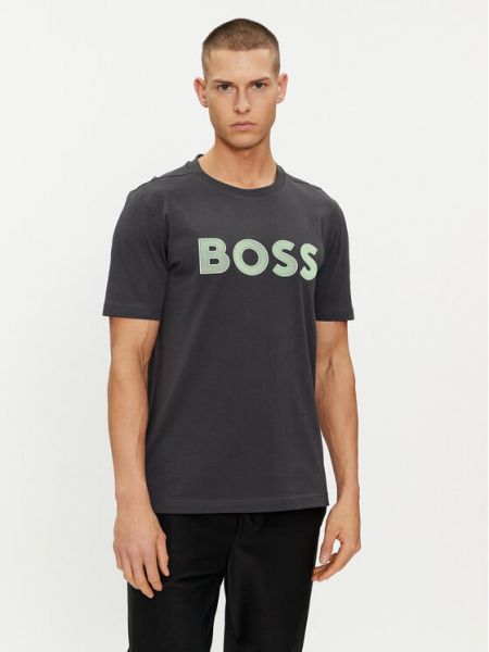 Priliehavé tričko Boss sivá