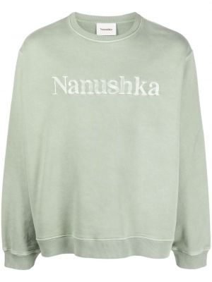 Medvilninis siuvinėtas džemperis Nanushka žalia