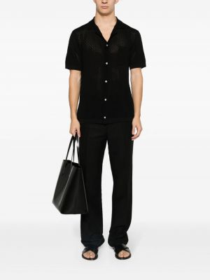 Transparente strick hemd aus baumwoll Tagliatore schwarz
