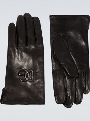 Кожени ръкавици Dolce&gabbana черно