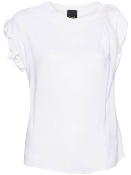 Prozirna bluza od krep Pinko bijela