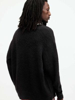 Gyapjú pulóver Allsaints fekete