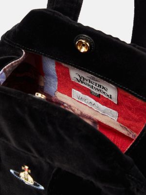 Zamatová nákupná taška Vivienne Westwood čierna
