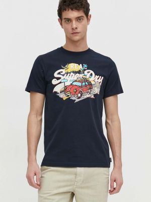 Bombažna majica Superdry modra