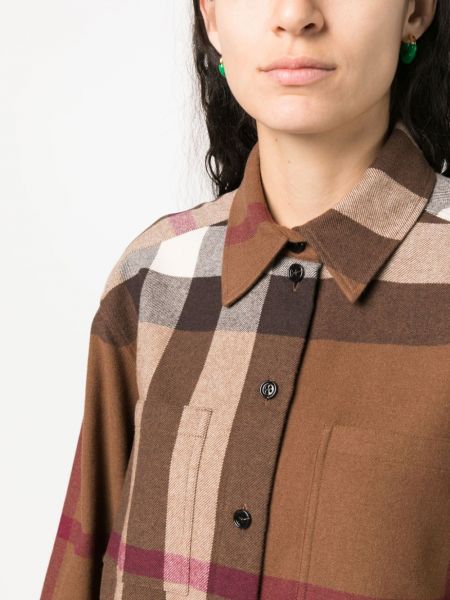 Camicia di lana a quadri Burberry marrone
