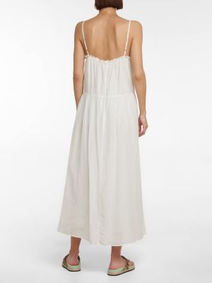 Bavlnené zamatové hodvábne dlouhé šaty Velvet biela