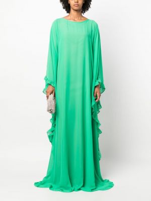 Drapované průsvitné večerní šaty Rayane Bacha zelené