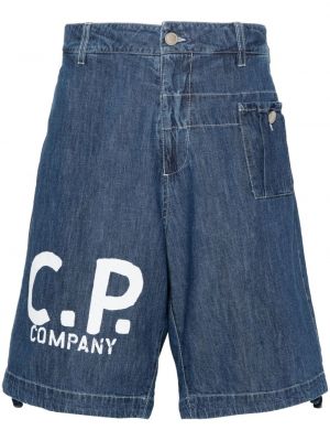Kratke jeans hlače s potiskom C.p. Company modra