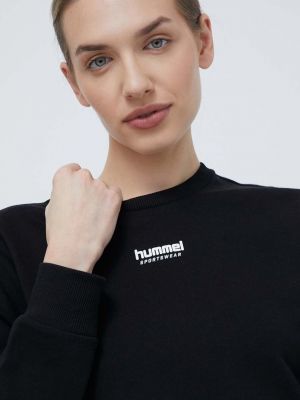 Czarna bluza bawełniana z nadrukiem Hummel