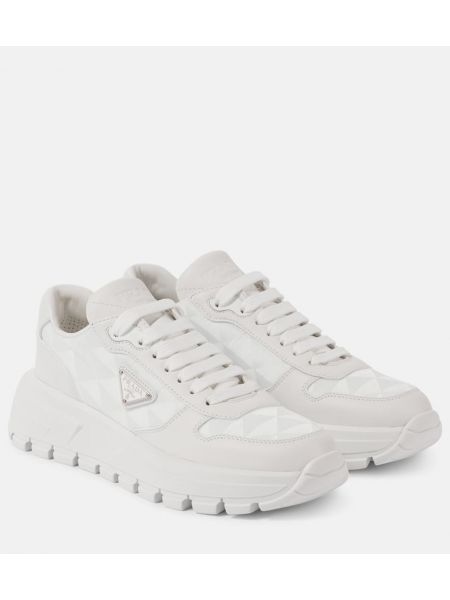 Lær sneakers Prada hvit