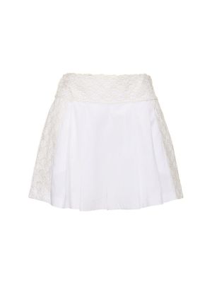 Pantalones cortos con bordado de algodón plisados Ermanno Scervino blanco