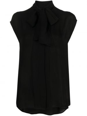 Копринена блуза с панделка Moschino черно