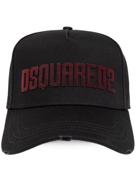 Puuvilla brodeerattu lippalakki Dsquared2 musta