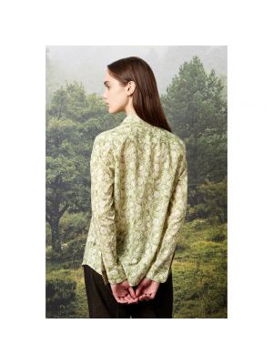 Blusa de cachemir slim fit de algodón Massimo Alba verde