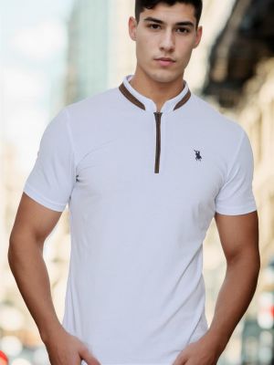 Polo krekls ar rāvējslēdzēju Dewberry balts