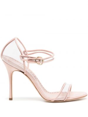 Kožené sandály Manolo Blahnik růžové