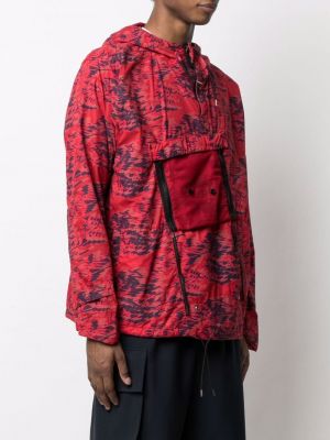 Bunda s kapucí s potiskem s abstraktním vzorem Stone Island Shadow Project červená
