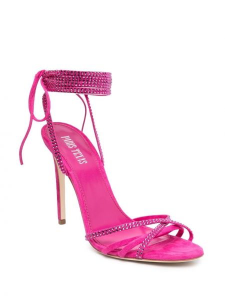 Mežģīņu sandales ar šņorēm Paris Texas rozā